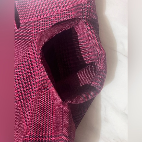 Topman Burgundy Red Check Slim Fit Trousers W34 L30 Glen Plaid Pants - Picture 10 of 10